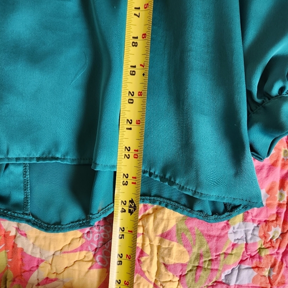 Vintage 70s Dressy Sheer Green Blouse Business Office Party Academia Preppy - Picture 12 of 13